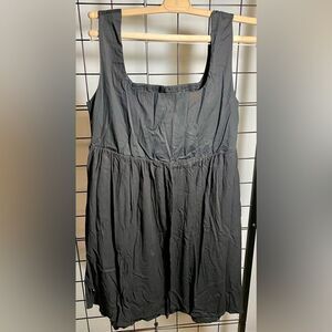 And Now This mini black dress with square neckline and smocked back EUC